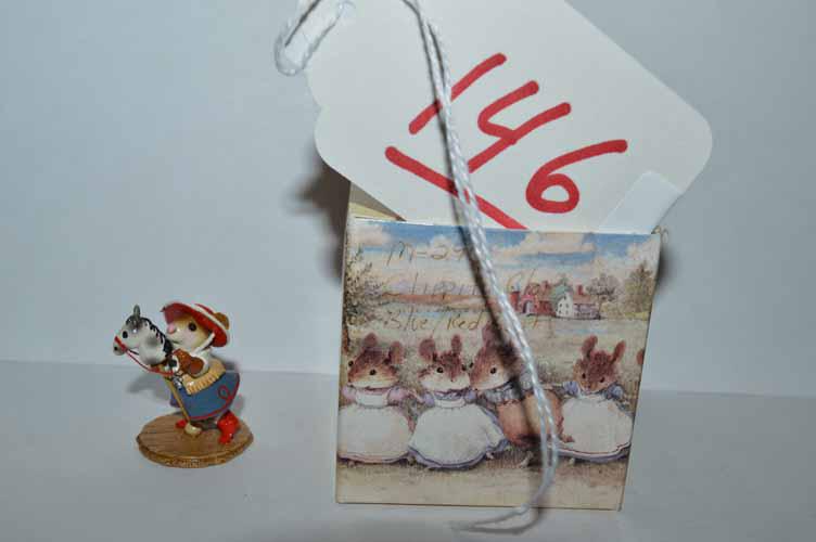 M290 "CLIPPITY-CLOP": WEE FOREST FOLK FIGURE IN ORIGINAL BOX M290 "CLIPPITY-CLOP" 2003 WP 1 1/2"H BLUE SKIRT W/RED BOOTS & RED HAT EXCELLENT CONDITION