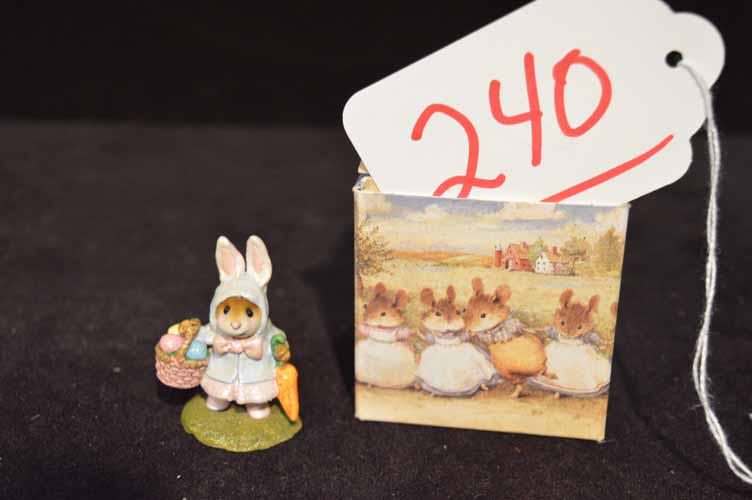 M-306 "MISS ESTER BUNNY": WEE FOREST FOLK BY THE PETERSON FAMILY - M-306 "MISS ESTER BUNNY" IN LUMINOUS BLUE & PINK, SIGNED AP, DATED 2004, IN EXCELLENT CONDITION