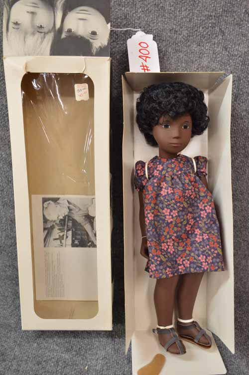 SASHA CORA: SASHA "CORA" #118 IN ORIG BOX, PURPLE FLORAL DRESS W/ SANDALS; SOLES OF SHOES NEED TO BE REGLUED, IN ORIGINAL BOX