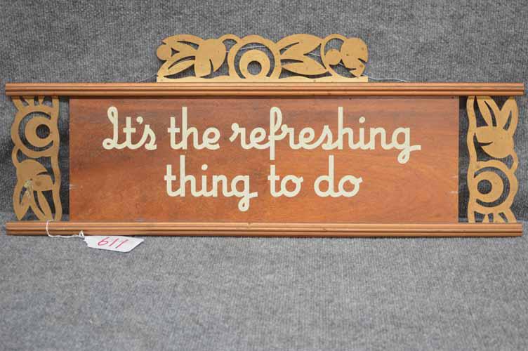 COCA-COLA SIGN: COCA-COLA WOODEN & TIN "ITS THE REFRESHING THING TO DO" SIGN BY KAY DISPLAY COMPANY