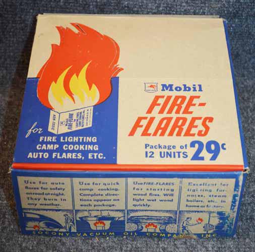 SOCONY MOBILE FIRE FLARES: 12 PACK OF SOCONY MOBILE FIRE FLARES, INCLUDES ALL 12 PACKS, ORIGINAL DISPLAY BOX, AND SHIPPING BOX, BY SOCONY-VACUUM OIL CO. INC, NY, NY