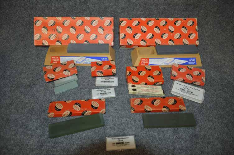 (8) CASE SHARPENING STONES: GROUPING OF (8) CASE KNIFE SHARPENING STONES - ALL CASE XX IN ORIGINAL BOXES & (2) CASE POCKET STEEL KNIFE SHARPENERS - LKARGEST IS 10" -SMALLEST IS 3"