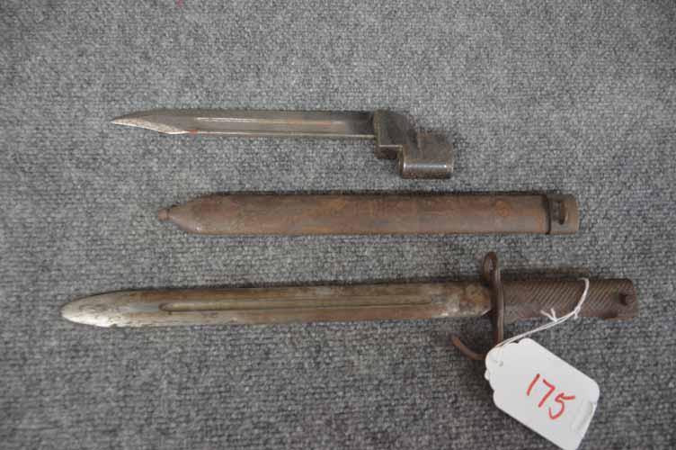 (2) BAYONETS: GROUP OF BAYONET W/ SHEATH, AK-47 BAYONET, FAKE GRENADE ETC