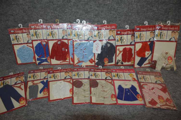 (16) IDEAL TAMMY'S FAMILY: GRP OF (16) IDEAL TAMMY'S FAMILY "DAD & TED" OUTFITS IN ORIG PACKAGING A COUPLE HAVE HAD THE PLASTIC TAPED CLOSED ON THE PACKAGE) CLOTHES ARE IN VERY GOOD CONDITION AS THEY HAVE NEVER BEEN OPENED
