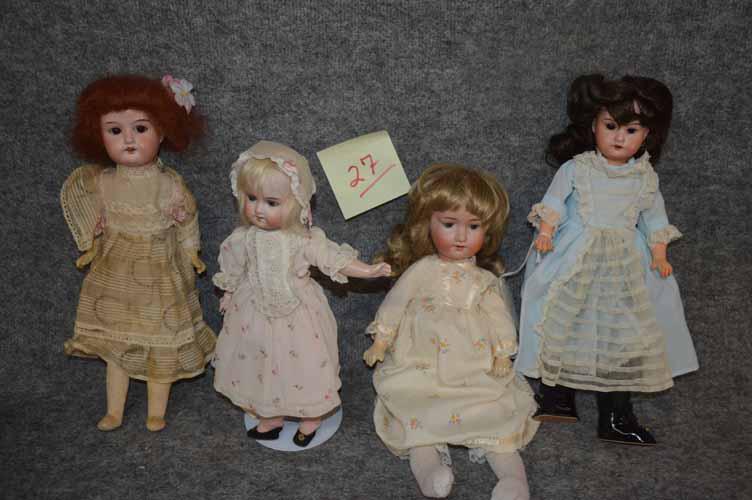 FOUR BISQUE HEAD DOLLS (1 of 5)