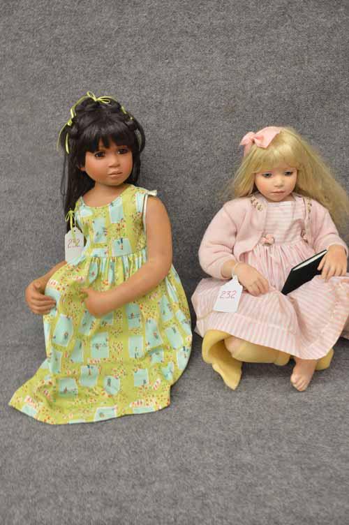 (2) PAMELA ERFF ARTIST DOLLS: GROUP OF (2) PAMELA ERFF ARTIST DOLLS TO INC: LARGE GIRL W/LONG DARK HAIR IN SUMMER DRESS & BLONDE GIRL IN PINK DRESS GOOD CONDITION, NEED MINOR CLEANING