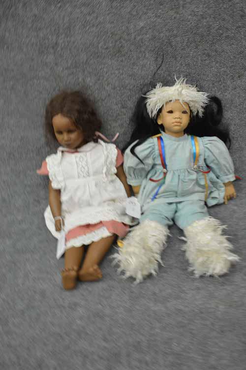 ANNETTE HIMSTEDT "KIMA" & "FATORI": (2) ANNETTE HIMSTEDT DOLLS TO INC: 25" "KIMA" IN ORIGINAL CLOTHES & 24" "FATORI" - NO BOXES NO CERTS GOOD CONDITION WITH SOME FADING TO CLOTHES