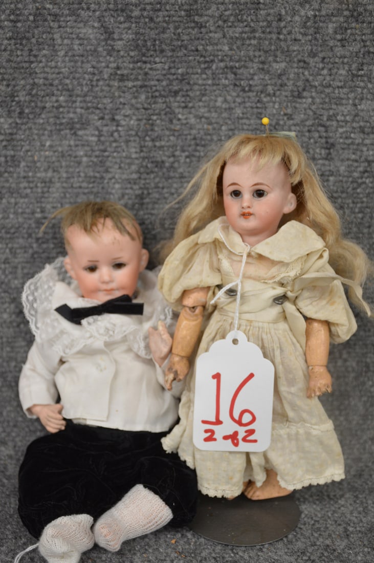 TWO BISQUE 8 & 9" DOLLS (1 of 2)
