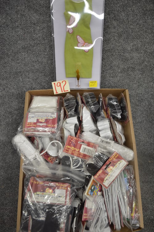 BOX LOT OF MODERN DOLL SHOES, SOCKS (1 of 2)