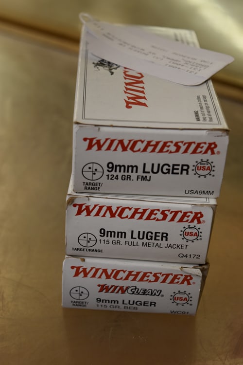 (3) BOXES OF 9MM LUGER AMMO: (3) BOXES OF 9MM LUGER AMMO, BY WINCHESTER 115 GRAINS, 150 ROUNDS TOTAL
