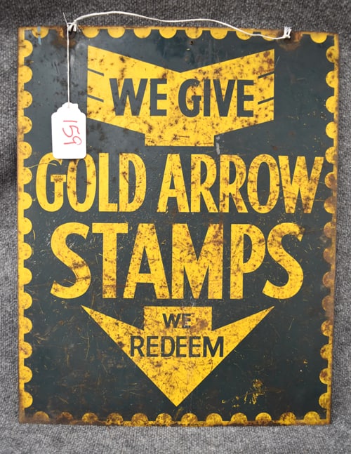 1940'S GOLD ARROW STAMPS SIGN (1 of 2)