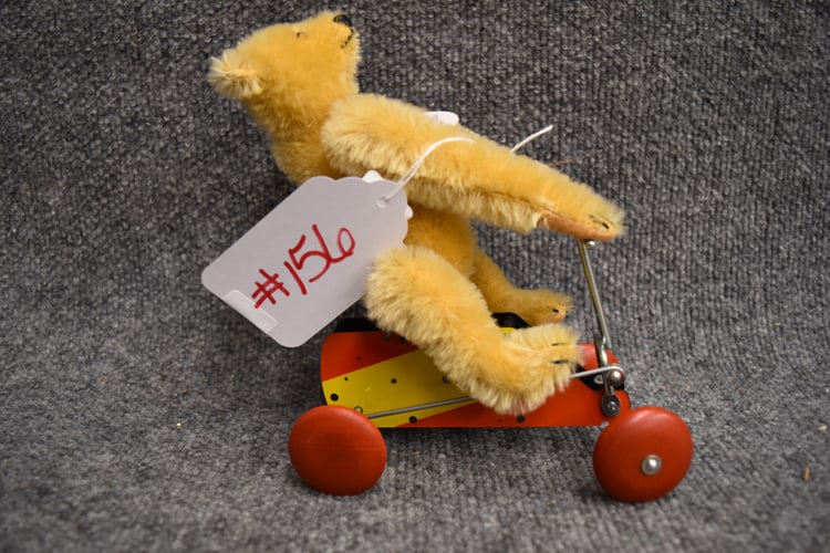 1993 REPLICA "UR TEDDY (1926) STEIFF GOLDEN BEAR ON WIND UP TIN (1 of 3)