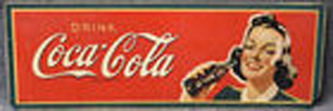 DRINK COCA-COLA MASONITE SIGN (1 of 3)