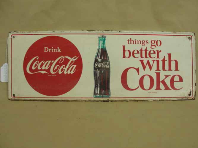 Drink Coca Cola Bottle Sign: Tin Drink Coca Cola Bottle Sign - 32"Lx12"H