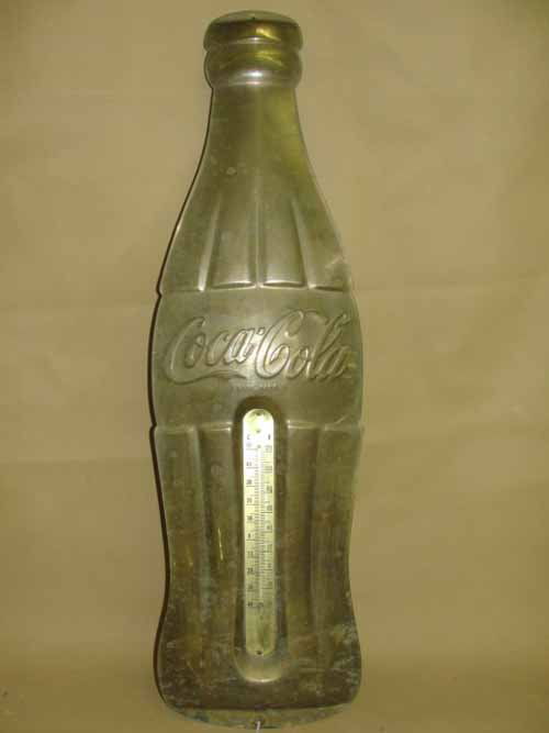 Coca Cola Bottle Thermometer: Brass Coca Cola Bottle Thermometer -30"Hx9"W