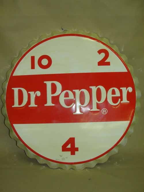 Dr Pepper Bottle Cap Sign: Tin Dr Pepper Bottle Cap Sign - 25" diameter