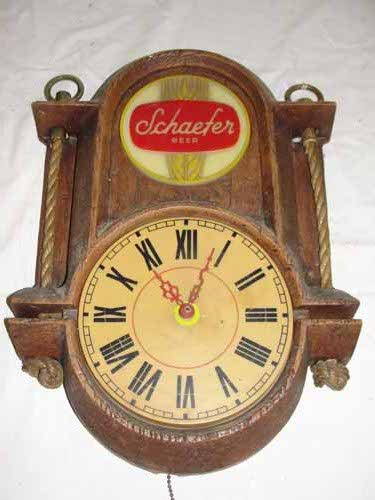 Schaefer Beer Advertising Clock: Plastic Schaefer Beer Advertising Clock - 18"H x 12 1/2"W