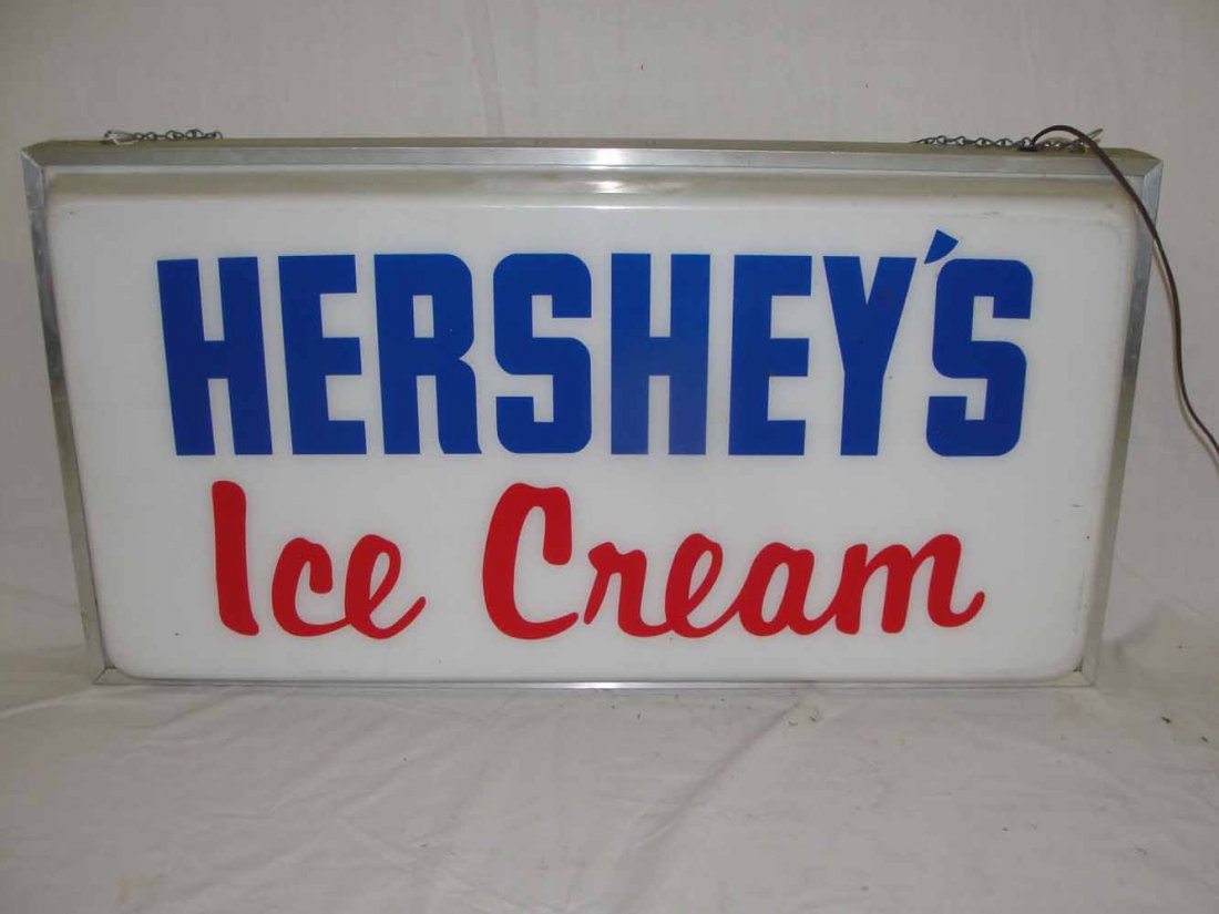 Hershey's Ice Cream Sign: Hershey's Ice Cream Light Up Advertising Sign - 15"H x 29"W