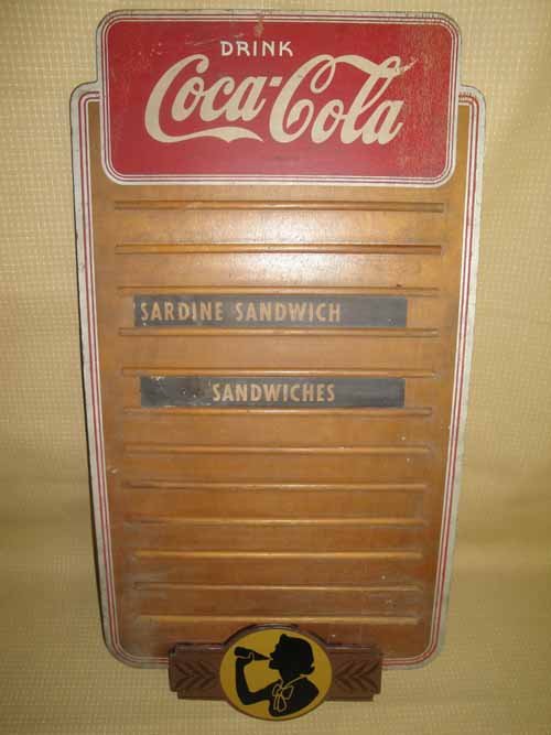 Drink Coca Cola Menu Board: Fiberboard Drink Coca Cola Menu Board with Girl Silouette - 14"W x 27"H