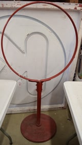 CAST IRON LOLLIPOP SIGN HOLDER W/MOBILOIL BASE
