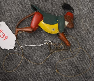 VINTAGE TIN CLIMBING MONKEY ON A STRING