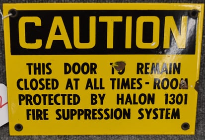 PORC HALON 1301 FIRE SUPPRESSION CAUTION SIGN