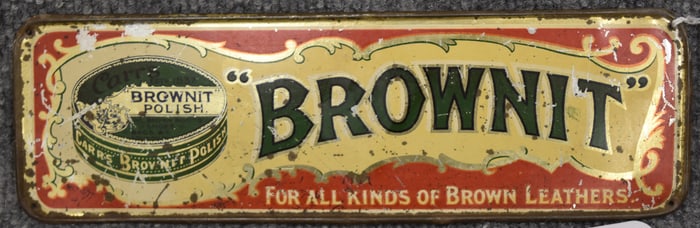BROWN LEATHER SHOE POLISH TIN SIGN