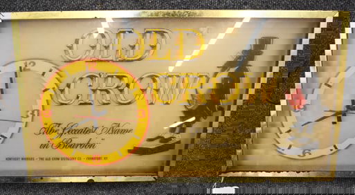 OLD CROW LIGHT UP SIGN WITH CLOCK