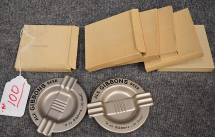 (6) 1950'S GIBBON'S BEER ASHTRAYS IN ORIG BOXES