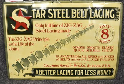 TIN STAR STEEL BELT LACING  SIGN