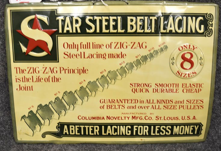 TIN STAR STEEL BELT LACING  SIGN (1 of 2)