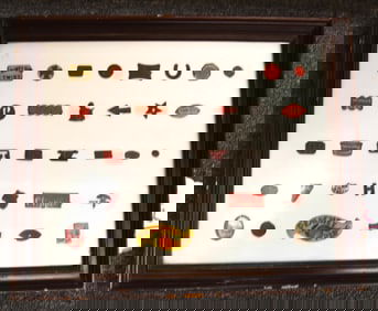 FRAMED SELECTION OF CIGAR LABELS & PINS