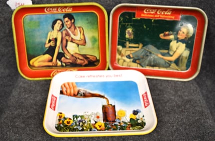(3) DRINK COCA-COLA SERVING TRAYS
