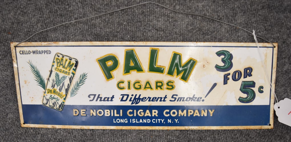 PALM CIGARS SINGLE SIDED SIGN: PALM CIGARS SINGLE SIDED SIGN, 18"W X 6 1/2" H