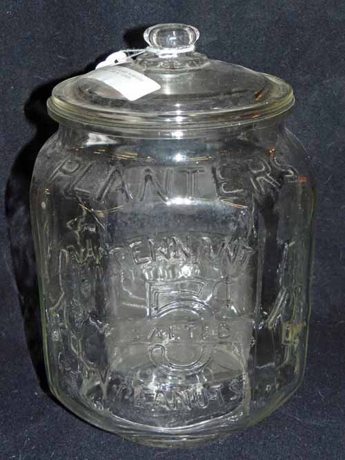 Planters Peanut Jar: Glass Planters Peanut Jar with Cover - 12"H x 8" Diameter