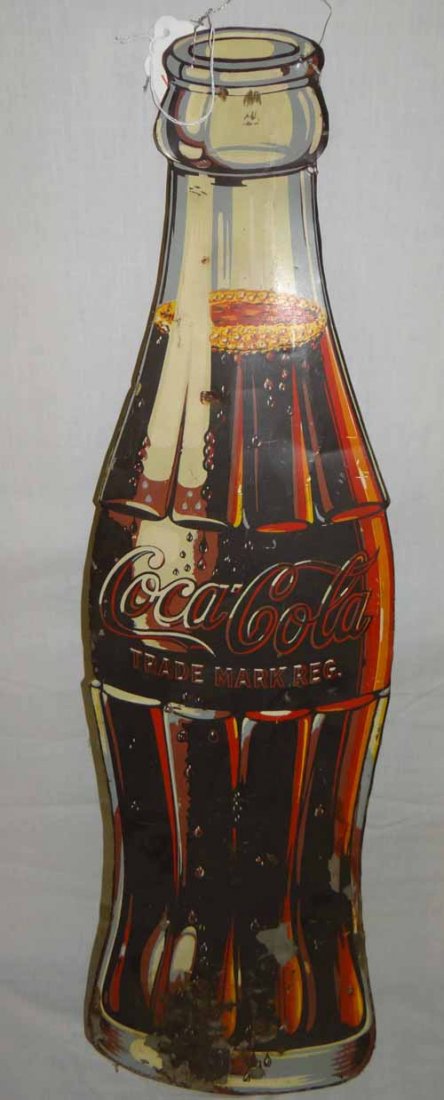 Coca Cola Bottle Sign: Tin Coca Cola Bottle Sign - 33 1/2"H x 9 1/2" W