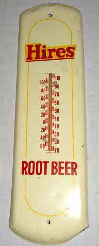 Hires Root Beer Thermometer: Tin 1964 Hires Root Beer Thermometer - 17"H x 5"W