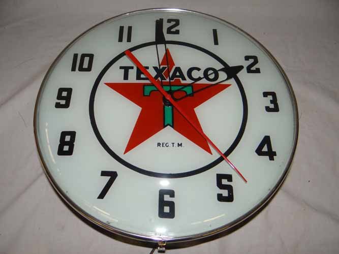 Contemporary Texaco Clock: Contemporary Texaco Light Up Clock - 15" Diameter