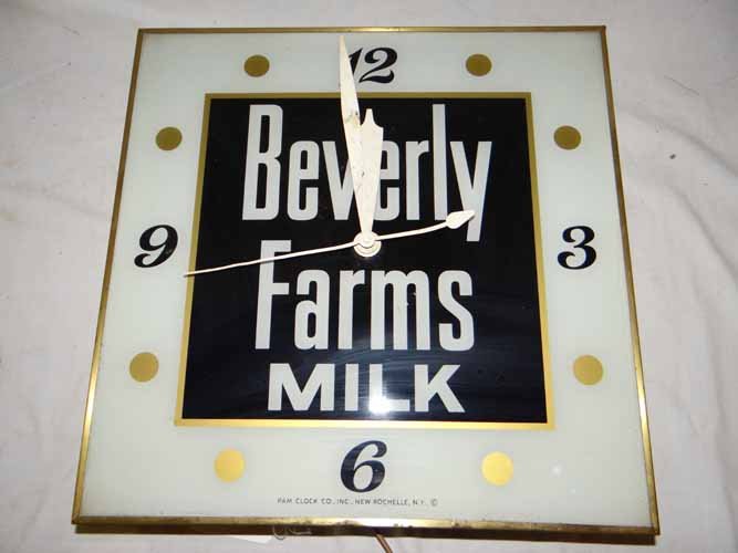Beverly Farm Milk Clock: Light Up Beverly Farm Milk Clock by Pam Clock Co., 15"H x 15"W x 3 1/2"D