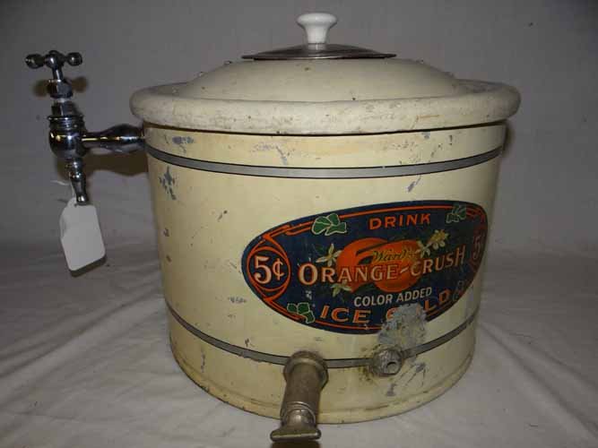 Drink Wards Orange Crush Dispenser: "Drink Ward's Orange Crush" 5 Cent Dispenser - 19" x 16" (includes spigot length)