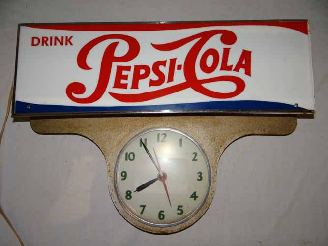 Drink Pepsi Cola Light: Drink Pepsi Cola Light with Hanging Clock - 24 1/2" x 18"