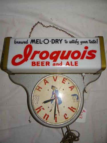 Iroquois Beer & Ale Clock: Iroquois Beer and Ale Light Up Clock " Have a Knick" 18" x 15"