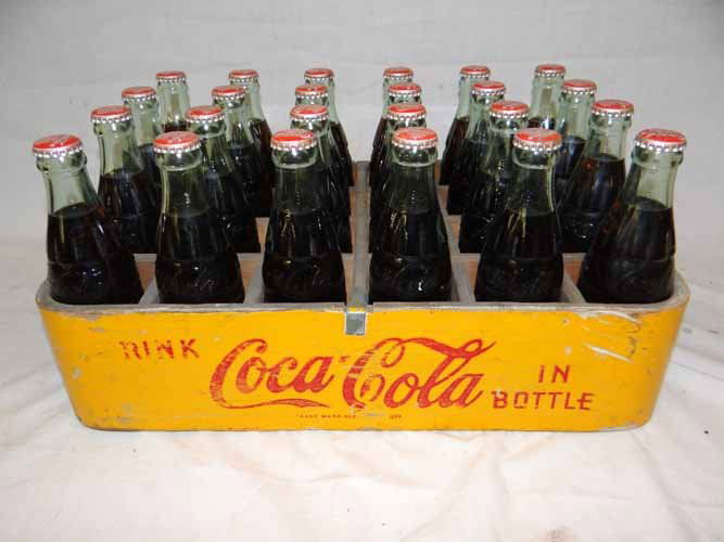 Case of 24 Coca Cola Bottles: Case of Coca Cola Bottles in Wooden Case - 17"L x 12"W x 8"D