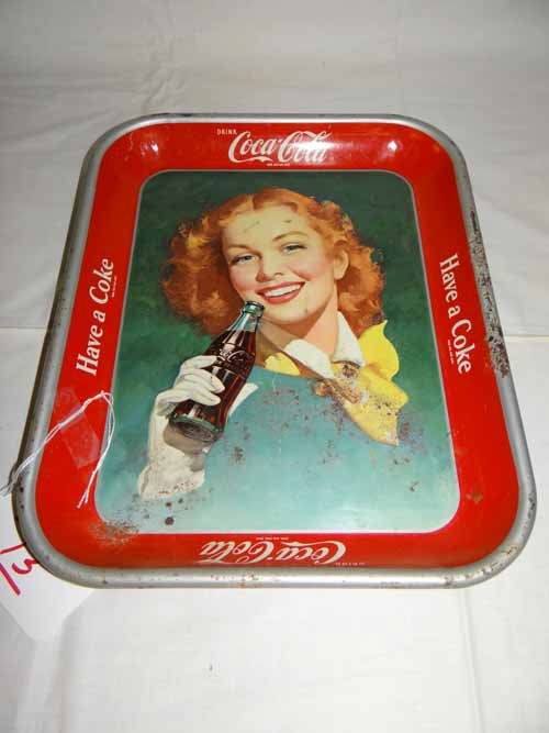 Coca Cola Tray: Coca Cola Tray with Girl and Bottle 10 1/2"w x 13" H