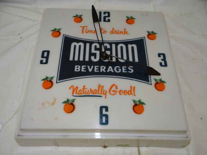 Mission Beverage Clock: Mission Beverage Light Up Clock - 15"W x 15"H x 4 1/2"D