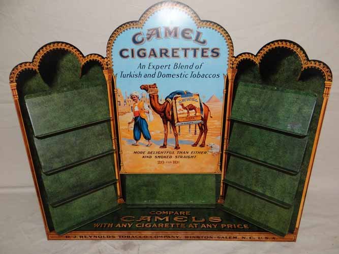 Camel Cigarette Display: Tin Camel Cigarette Display-New Item - 20"W x 17 1/2"H x 4"D