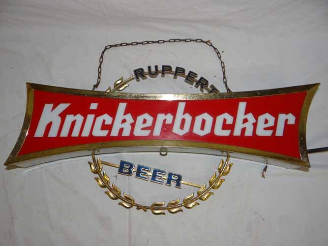 Ruppert Knickerbocker Sign: Hanging Ruppert Knickerbocker Beer Light Up Sign - 23" x 13" x 4"