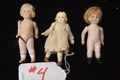 (3) ANTIQUE ALL BISQUE DOLLS