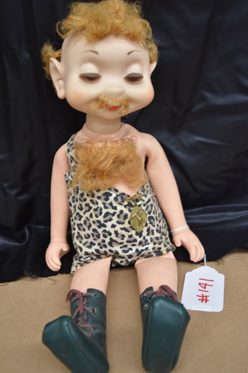 1960'S WHIMSIE DOLL: AMERICAN DOLL & TOY CO. 20" WHIMSIES "SAMSON THE STRONGMAN" DOLL -IN ORIGINAL OUTFIT, HAS MEDAL AND BOOTS