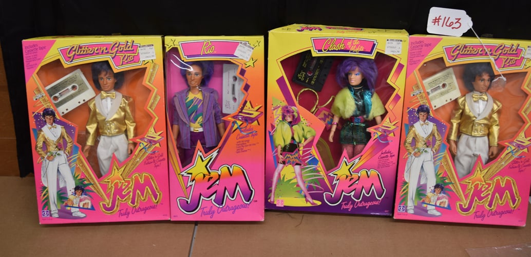 (4) HASBRO "JEM" DOLLS: (4) HASBRO "JEM" DOLLS TO INC: (3) RIO DOLLS - ALL THREE HAVE CASSETTE TAPES, AND ONE CLASH OF THE MISFITS THAT ALSO INCLUDES CASSETTE TAPE - ALL IN THEIR ORIGINAL BOXES